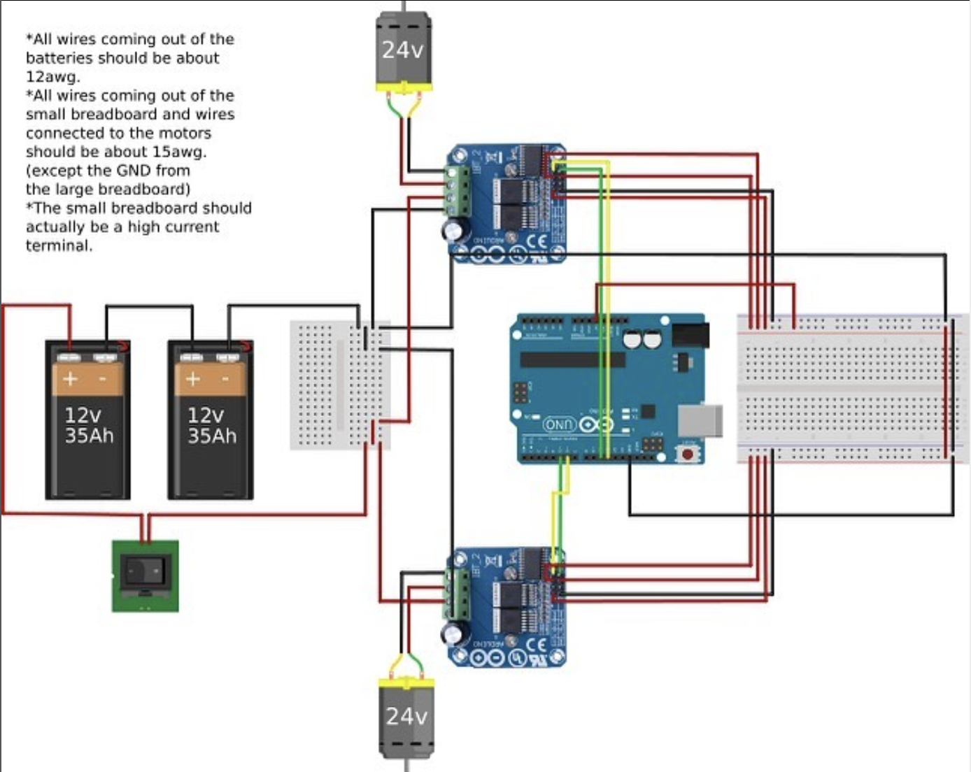 Arduino wheelchair robot wiring and control diagram